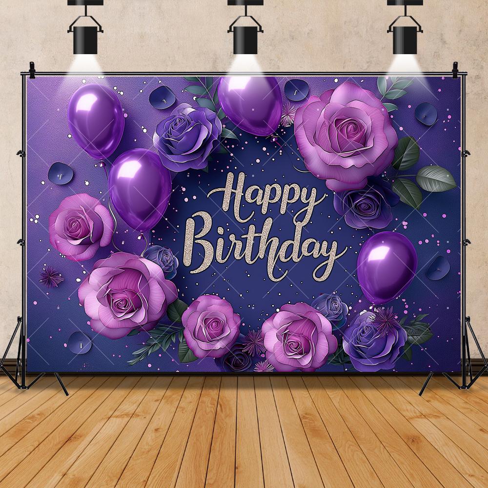 Purple Balloon Butterfly Backdrop Birthday Girls Princess Flower Newborn Babys Shower Party Photography Background Studio Custom