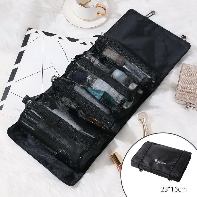 Tragbare einfarbige Kosmetiktasche mit großer Kapazität, Reise-Kulturbeutel, Aufbewahrungstasche für Make-up und Augenbrauenstifte