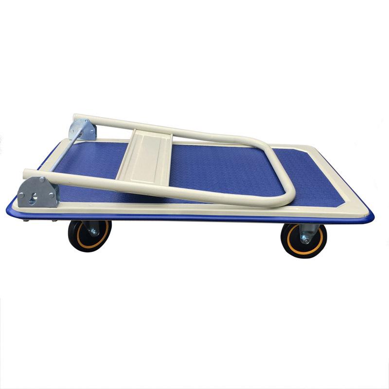 Jingmu Metal Flatbed Hand Truck with PU Wheels for Household and Warehouse Use