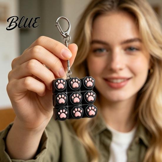 Mechanical Keyboard Toy Cat Paw Fidget 9-in-1 LED Light-up Keychain Decompression Handheld Device Button
