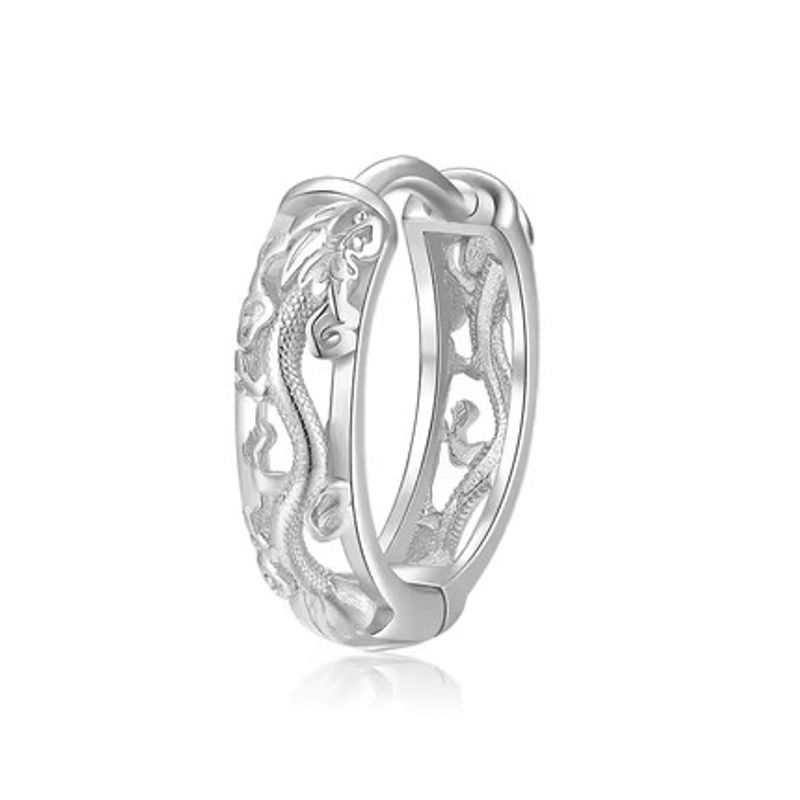 

Sterling Silver Good Fortune Lucky Earrings Earrings Men s Chinese Style Single Classy Special-Interest Design New Arrival Ins Fashion Silver Dragon pattern (single)