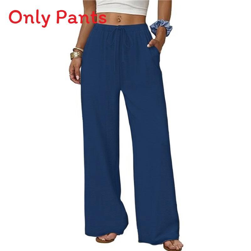 Casual Wide Leg Pants For Women With Pockets Made Of Ice Silk Fabric For Summer Comfort