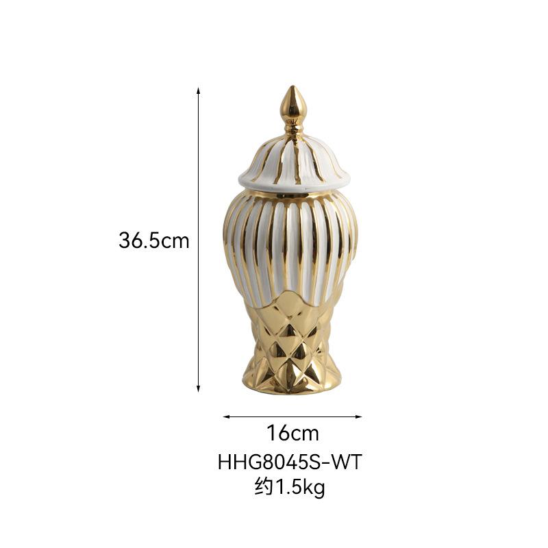

Nordic Luxury Gold-plated Ceramic Crafts Ornaments Soft Decorations General Jar Living Room B&B Hotel Flowers Inserted Home Jar