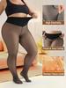 Damen Plus Size Fleecegefütterte Strumpfhosen Hoher Bund Fake Transparente Hautstrumpfhosen Warme Blickdichte Strumpfhosen für Herbst Winter