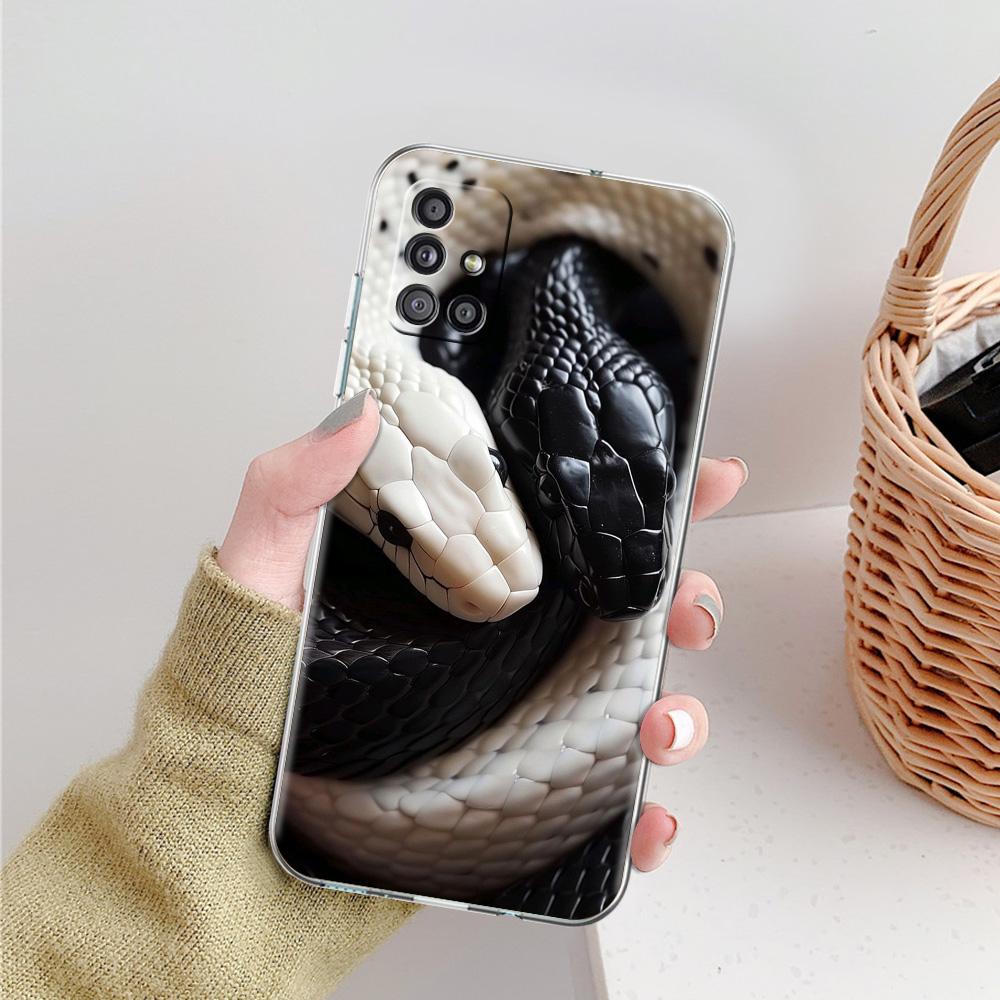 Phone Case For Samsung A15 A13 A35 A55 A51 A71 A41 A31 A21S A03S A05 A17 A23 A25 A33 A53 A73 5G A07 4G Cover Blossom Pink Snake