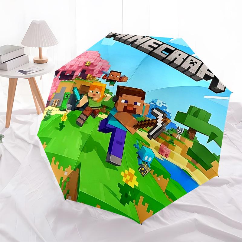 Minecraft CharactersThemed Automatic Opening and Closing Umbrella 8 Ribs, Suitable for Leisure and Going Out, Outdoor Accessory, Gothic St