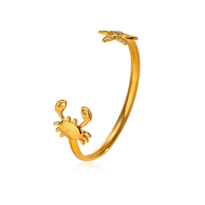 Gold Opening Adjustable Titanium Steel Bracelet Crab Starfish Stainless Steel Bracelet Light Luxury High Sense Does Not Fade Bracelet