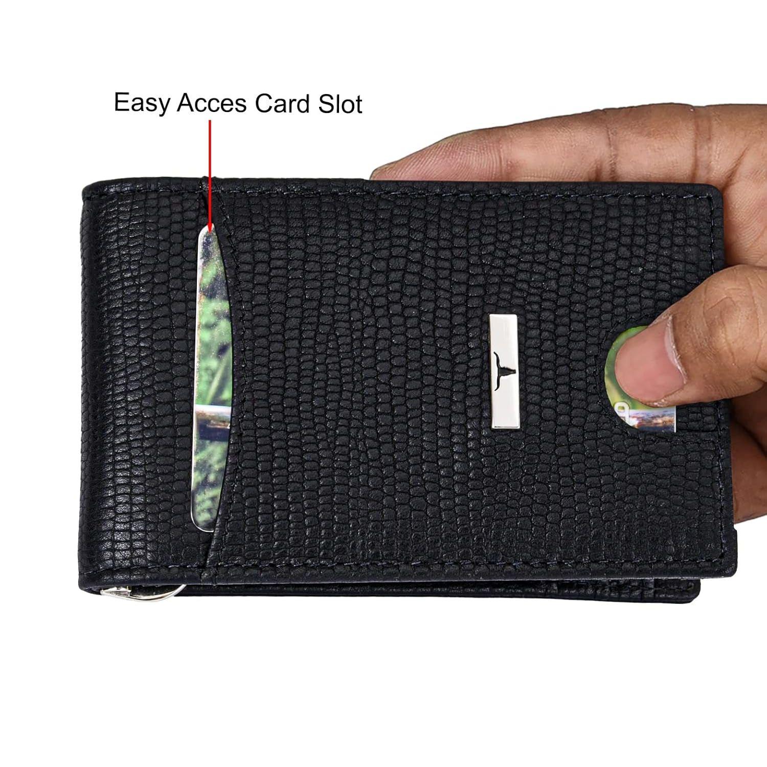 Кожаный кошелек с зажимом для денег Eddy Printed Black для мужчин — фото 3