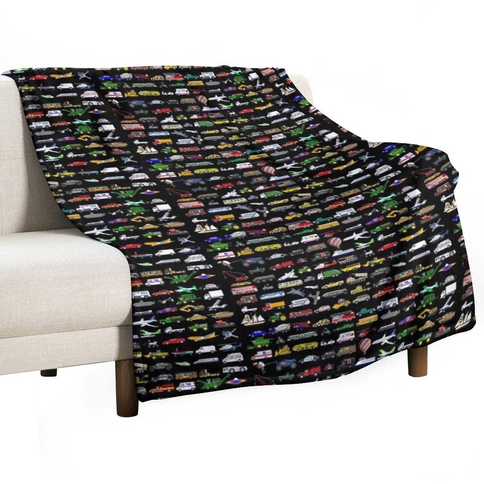 100 Vehicles - The Kids  Picture Show Throw Blanket decorative Flannel Fabric Quilt Luxury Brand Blankets 30x40in