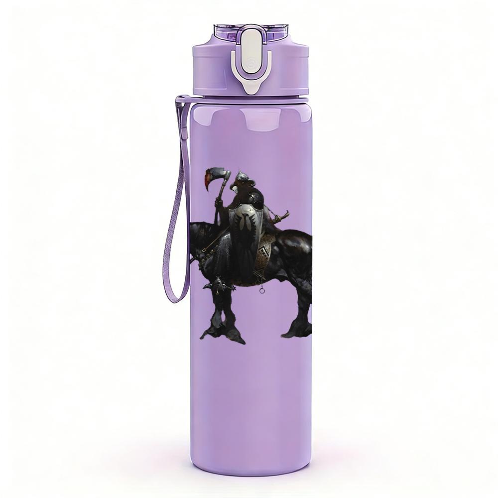 1PC Horse western dark silhouette print 750ml colorful plastic sports water bottle leakproof pop up lid with straw for outdoor work home use