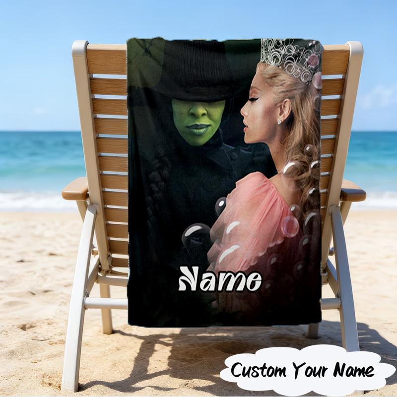 1PC Custom Name Beach Towel Magic Friendship witch Beach Towel, Suitable for Camping, Travel, Beach Accessories, Super Absorbent, Family Gift