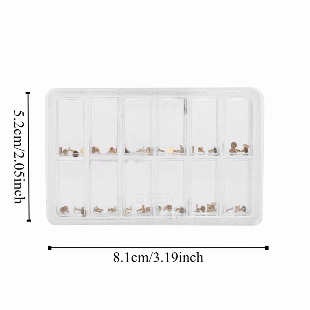 60pcs Copper Material Copper Watch Dial Feet 12-Size Assortment Multiple Compartments Box Watch Dial Feet Assortment