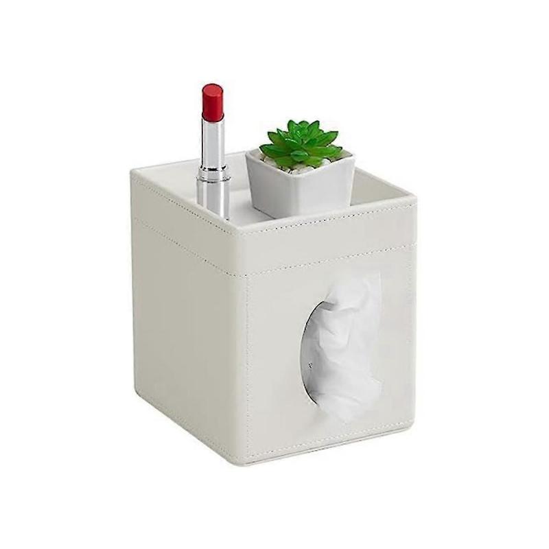Tissue Box Cover, Pu Leather Tissue Box Holder For Bathroom Office Desk, Tissue Holder Decorative Organizer (brown)