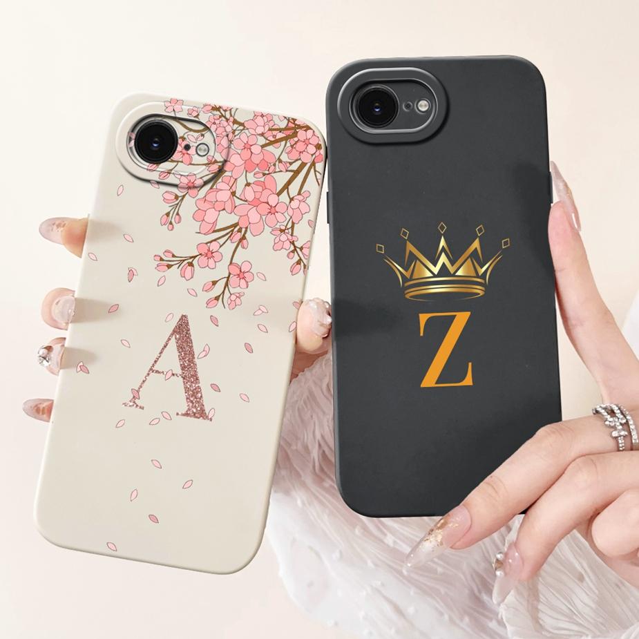 For Apple iPhone 16E 5G Case 2025 New A-Z Crown Letters Cover Soft TPU Len Protective Phone Case For iPhone SE 4 iPhone16e Shell