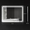 Bathroom Mirror with LED Lighting, Anti-Fog Pad, 3 Adjustable Colors, Clock, 600 x 800 mm, Silver