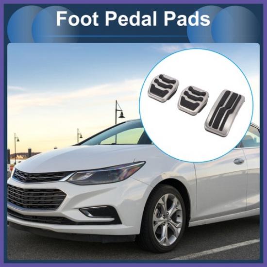 3 st Fotacceleratorpedalöverdrag för Ford Focus MK2 04-11 Silverfärgade
