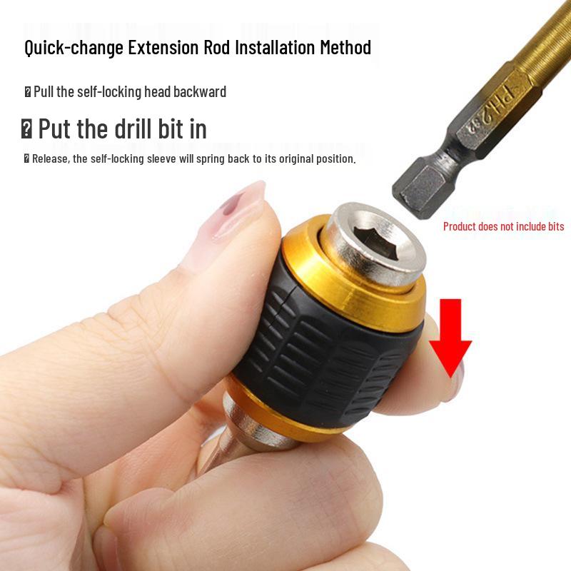 Hex Shank Quick Release Self-locking Extension Rod for Electric Drills and Screwdrivers