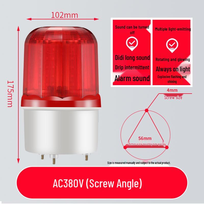 LED Voice-Activated Strobe Alarm Light (12V/24V/220V)