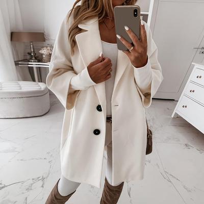 Women Winter Breasted Wool Coat Suit Collar Autumn Warm Fashion Outerwear