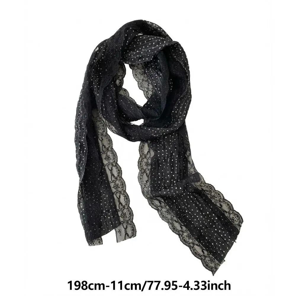 Polka Dot Long Slim Neckerchief Long Slim Spring Summer Scarf Fashion Lace Scarf Women