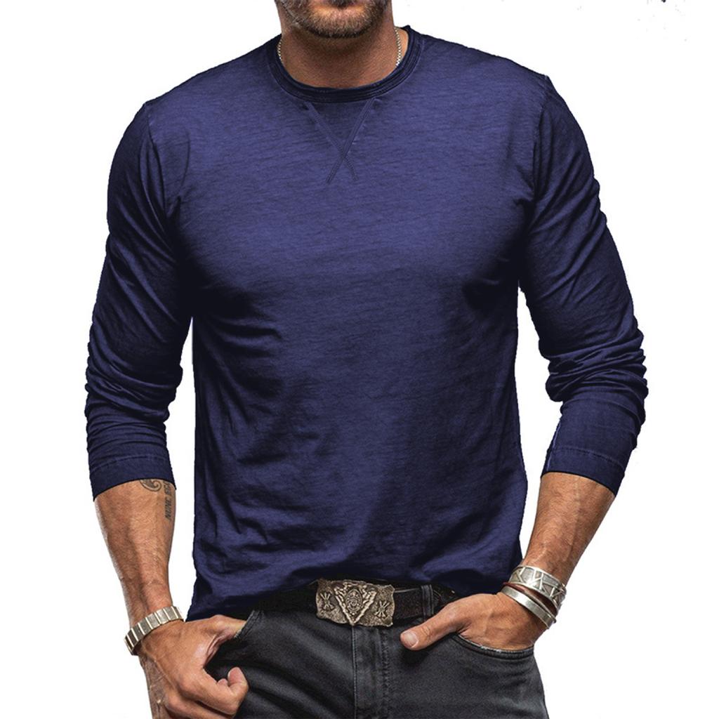Men'S Round Neck Long Sleeved Fashionable Casual Sports Top