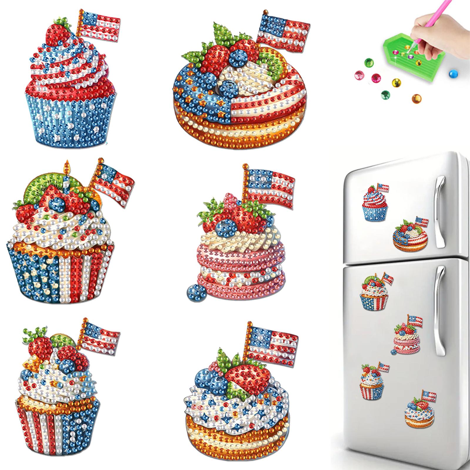 6Pcs Diamond Painting Refrigerator Magnets Diamond Painting Kits DIY Diamond Art Refrigerator Magnets for Adults Beginners