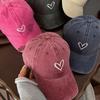 New Embroidery Peach Heart Spring/Summer Hat Wash Denim Casual Baseball Caps Adjustable Soft Top Duck Hat Outdoor