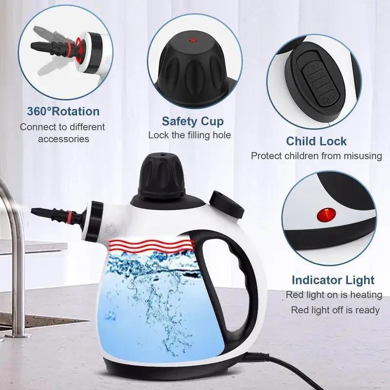 1050W High Power Multipurpose Portable Pressure Steamer Cleaning Kit Household Handheld Steam Cleaner