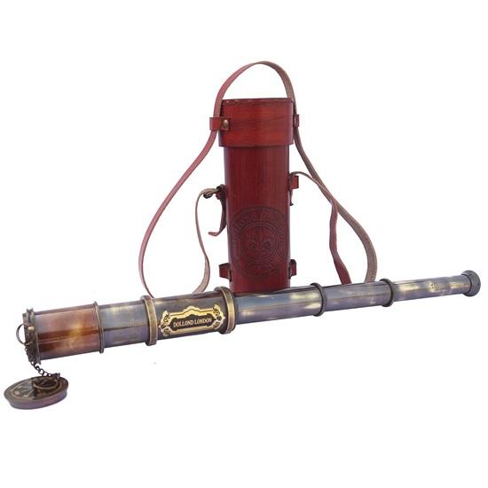 40,64 cm Messing-Teleskop mit Lederetui, Deko-Spionglas, Dekoratives Teleskop für Reisen, Wandern, Jagd, Navigation mit hoher Auflösung