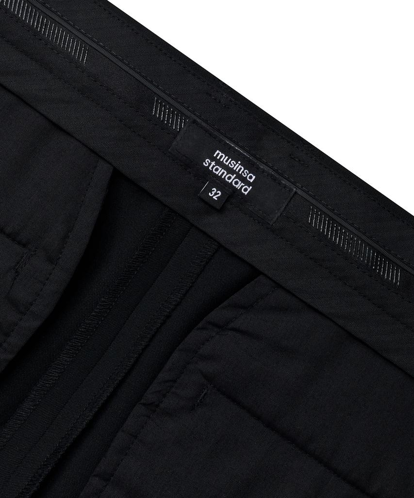 Musinsa Standard Super Wide Hidden Banding Crop Slacks [Black]