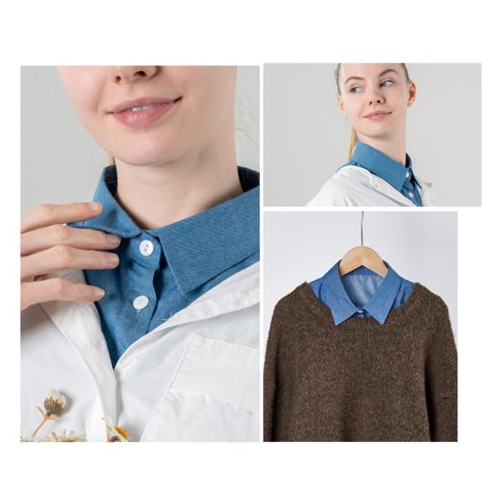 Denim Fake Collar Sparkling Rhinestones Adjustable Straps Machine Washable Detachable Collar Outfit Accessory