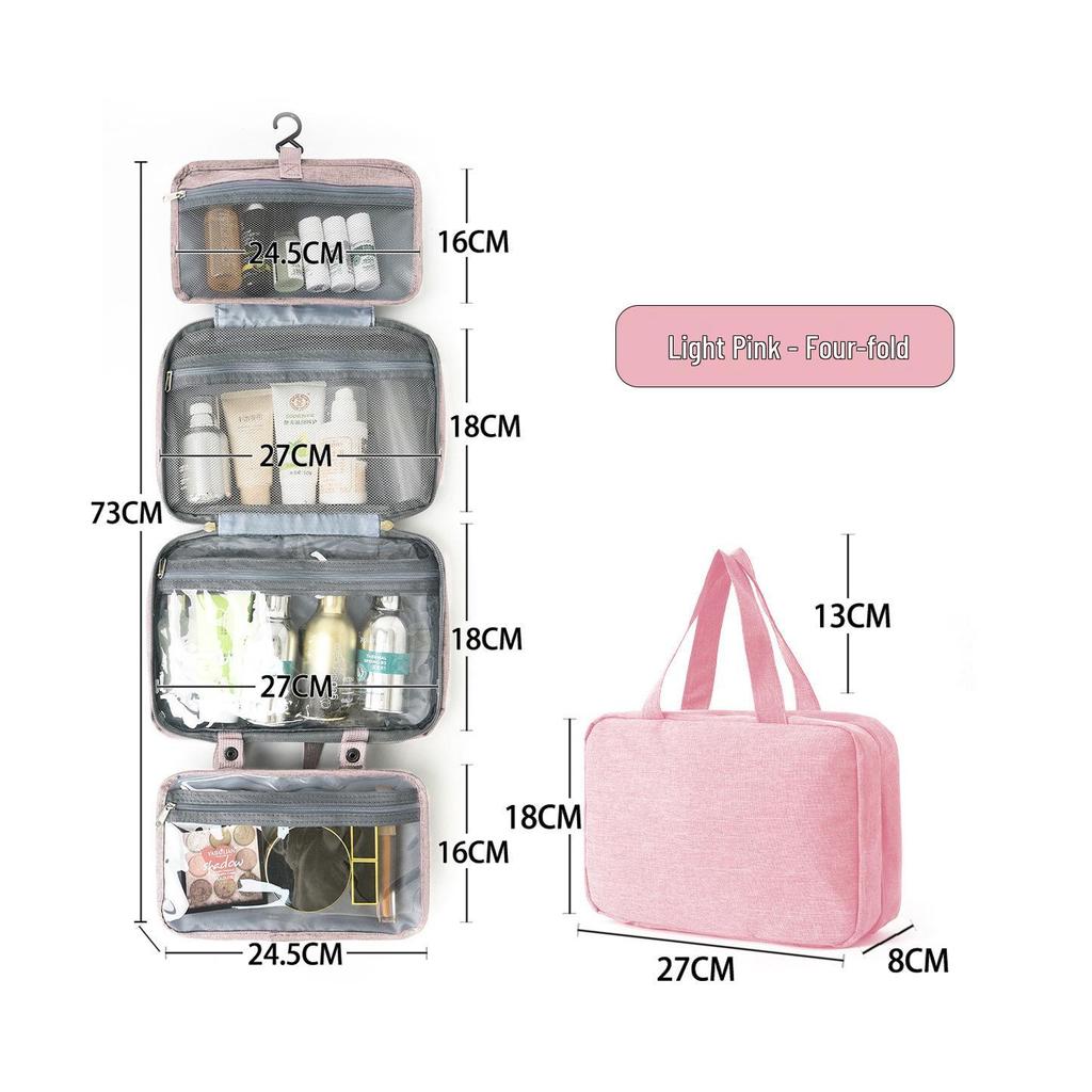 Travel-Friendly Multi-Color Hanging Toiletry & Makeup Bag with Wet and Dry Compartments