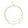 Stainless Steel Bohemian Star & Moon Double Layer Tassel Chain Necklace