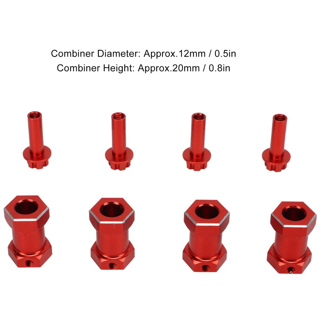4 Pcs RC Wheel Hex Hub Aluminum Alloy Replacement 12mm Hex Hubs Extension Combiner for 1Celsius10 RC Climbing Car