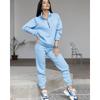 Spring and Autumn Fashion Casual Hooded Sweatshirt Two-piece Set Long Sleeve Solid Color Fleece Retractable Feet Casual Set