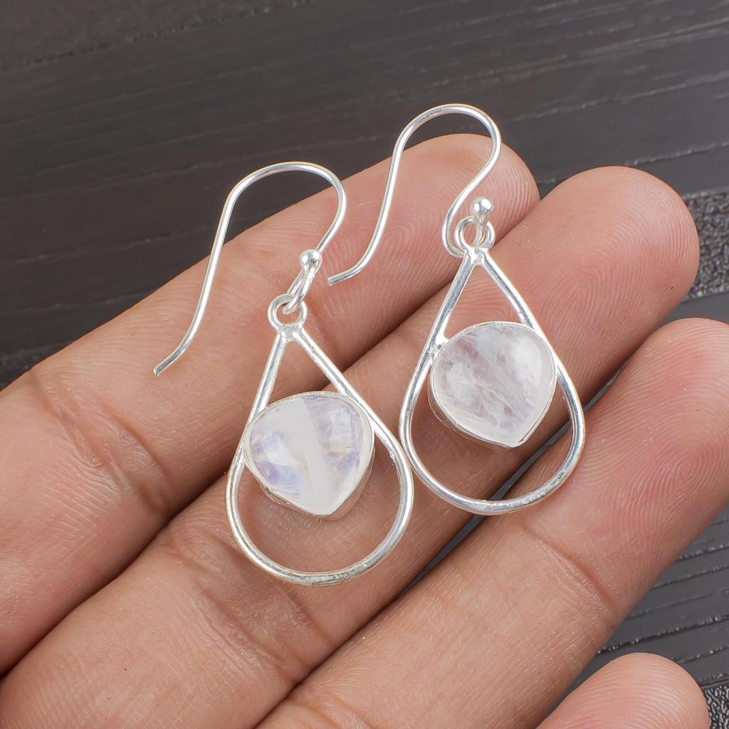 Regenbogenmondstein Schmuck, 925 Massiv Sterlingsilber Anhänger Schmuck, Handgefertigte Ohrring Edelstein Schmuck Für Frauen