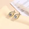 S925 Sterling Silver Korean Diamond Cross Stud Earrings - Elegant High-End Design for Women