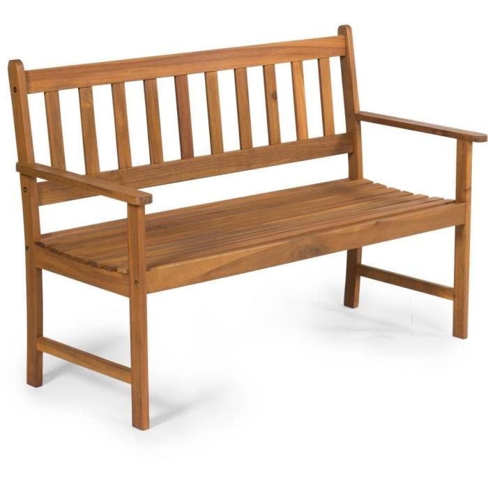 Banc de jardin 2 places - Fieldmann - FDZN 4013-T - Bois d'acacia - 122x57x85 cm - Charge max 190 kg