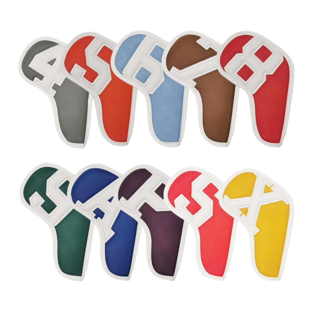 10x Golf Iron Headcovers Travel Portable Golfing Supplies Modern Golfer Gift Universal Wear Resistant Lightweight PU Protectors