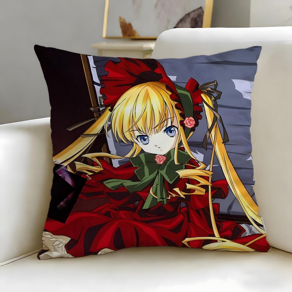 Classic Anime Rozen Maiden Cushion Cover Soft  EasyWash Pillow Case  Versatile for Couch Bed Travel and Office
