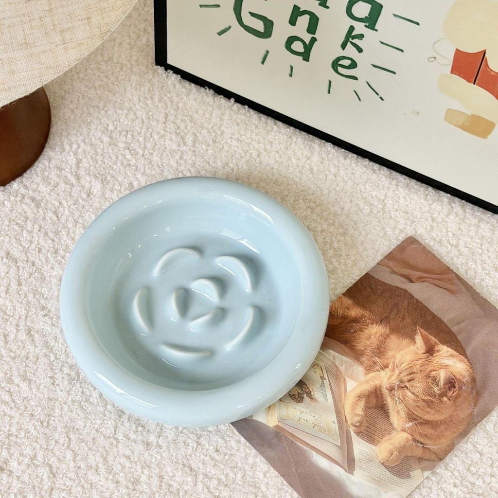 Thickened Ceramic Cat Bowl with Gentle Neck Protection for Slow Eating