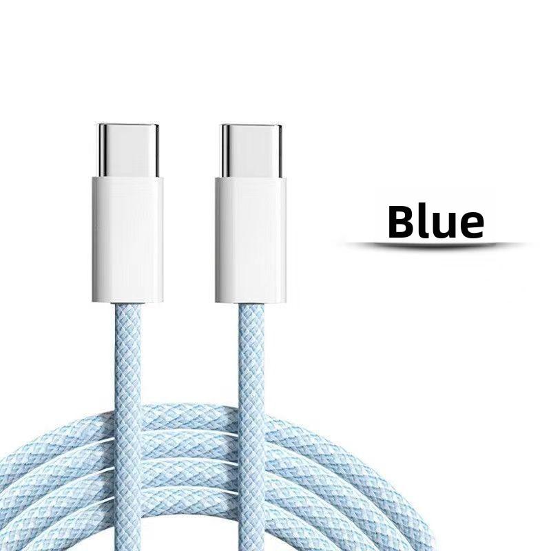 60W Dual-Head PD Fast Charging Cable for Apple and Android Phones, Macaron Braided Data Cable