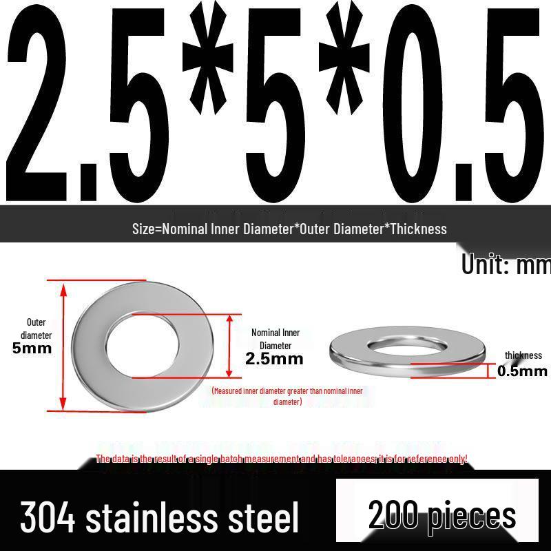 Thickened 304 Stainless Steel Flat Washer Spacer (M2-M36)