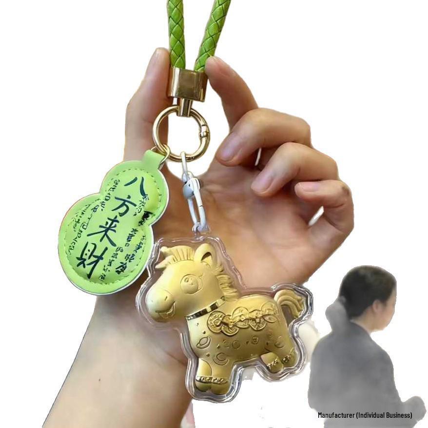 Jahr des Pferdes Gold 999 Schlüsselanhänger Anhänger für Festivals