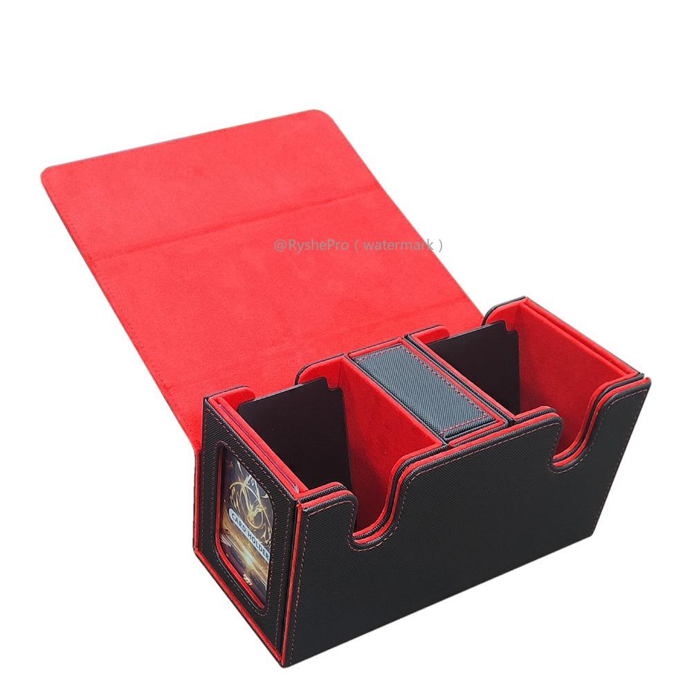 3-in-1 Card Deck Box Holds 200+ Sleeved Card Magnetic Card Case with 2 Commander Display and 1 Dice Tray for MTG TCG Sports