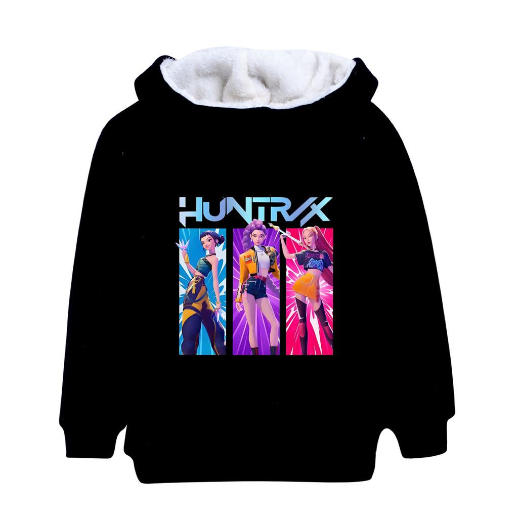 5018 Thick Velvet Girls Coat Kpop Zoey Mira Rumi Print Kids Long Sleeves Warm Winter Jacket