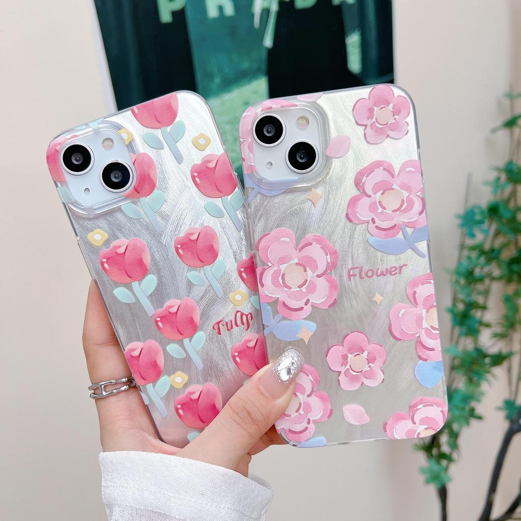 Silikonhülle mit Laser-Tulpe und Rosenblüten für Xiaomi Redmi Note 12 11 10 Samsung A54 A24 A14 Oppo A78 A58 A38 Tecno Spark 10 Funda Cover, weicher TPU-Stoßfänger