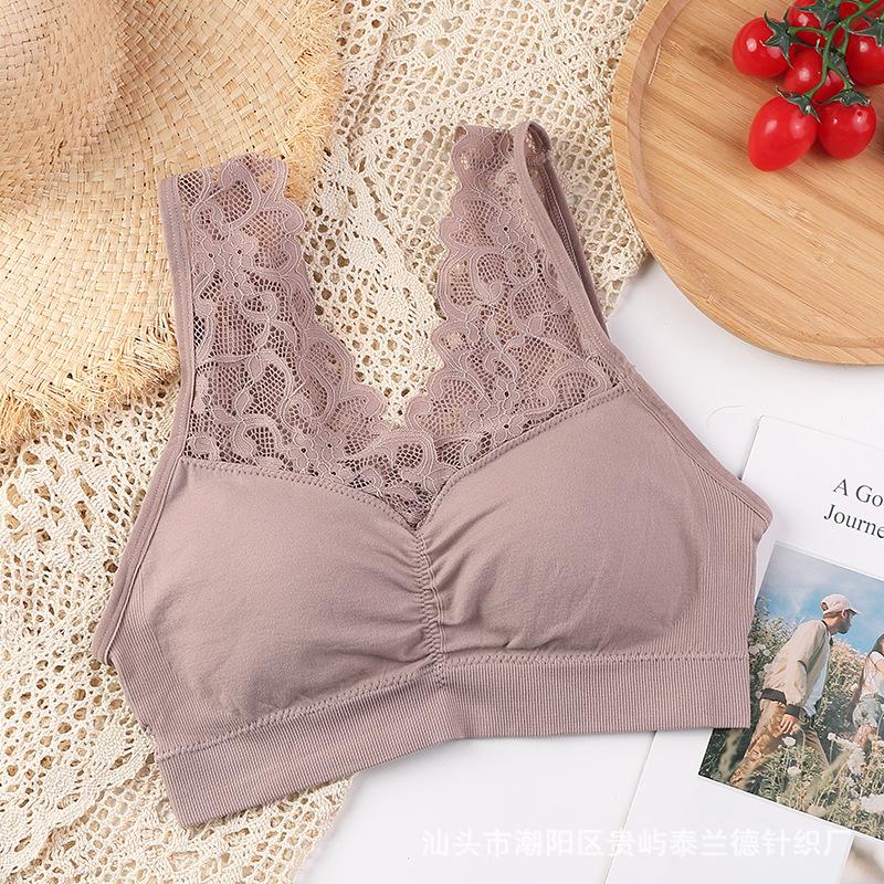 Encaje Talla Grande Ropa Interior Sujetador Sin Costuras Sin Espalda para Ropa Exterior Pecho Envuelto Sin Aro de Acero Lencería Sin Tirantes para Mujer