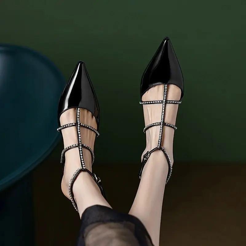 With Low Heels Ladies Shoes Buckles Pointed Toe Women's Sandals Asian Size Footwear Sales New Breathable Fashion Pvc Sandal Or F