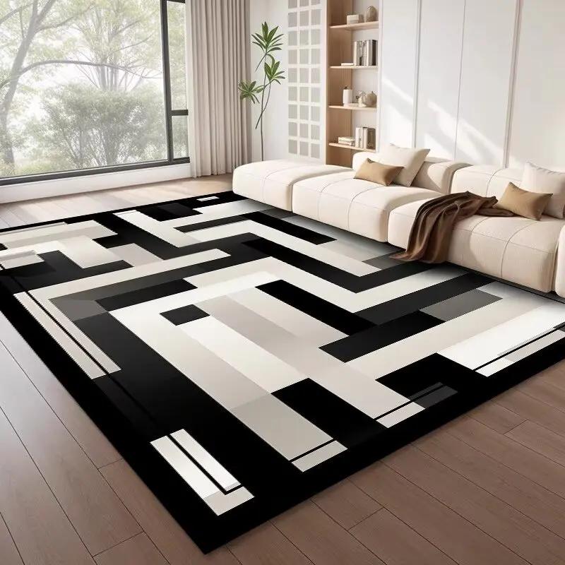 Nordic Style Geometric Large Rugs for Living Room Modern Decoration Home Carpet Light Luxury Bedroom Rug Non-slip Washable Mat
